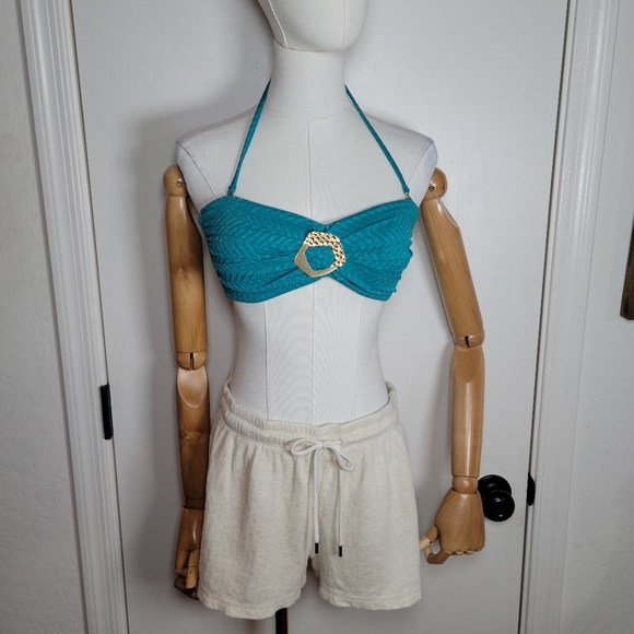 Theory Linen Blend Oatmeal Summer Shorts Size M Lightweight & Chic - Picture 1 of 9